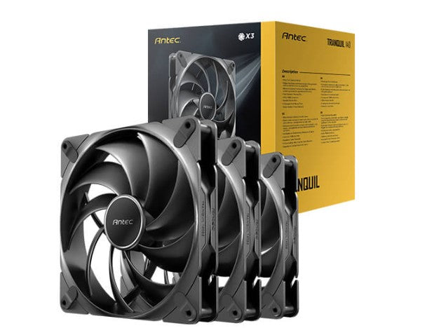 Antec Tranquil140, PWM, 2000RPM, 59.23CFM, 2.46mmHâO, 4 Pin PWM Connector, 140mm x 25mm Performance case Fan, Tranquil Series 3 Pack(LS)