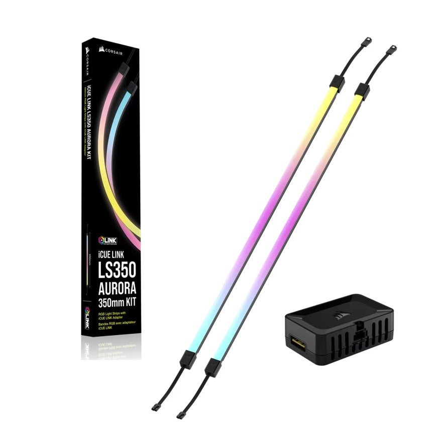 Corsair iCUE LINK LS350 Aurora RGB Light Strips - 350mm Kitâ 350Ã10Ã10mm, magnetic mount, black, addressable LEDs