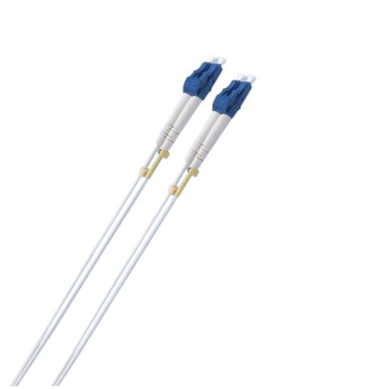 8ware 2m LC-LC OS2 Single Mode Dual-Core Fibre / Fiber Optic Cable UPC Duplex Armoured Low Smoke Zero Halogen (LSZH) Jacket White