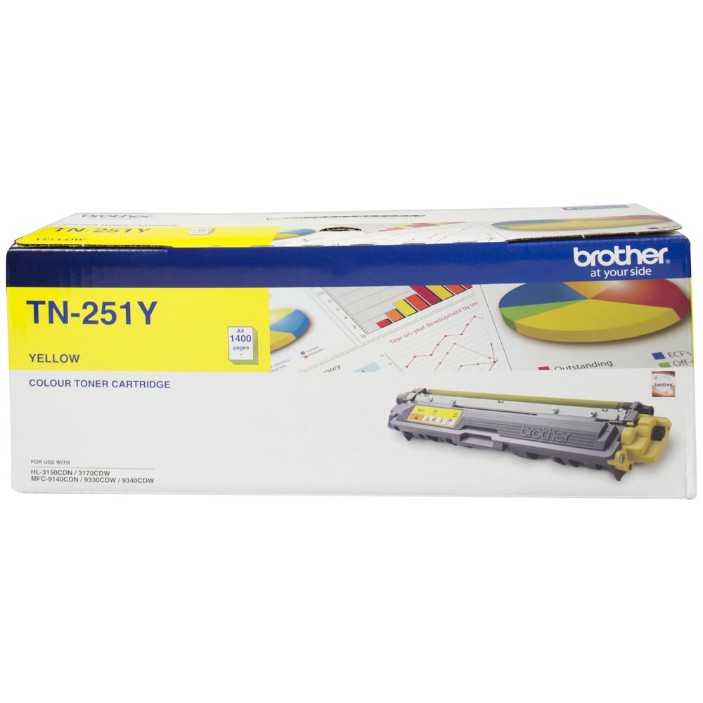 Brother TN-251Y - YELLOW TONER CARTRIDGE TO SUIT HL-3150CDN/3170CDW/MFC-9140CDN/9330CDW/9335CDW/9340CDW /DCP-9015CDW(1,400 Pages)