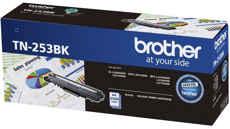 Brother TN-253BK Black Toner Cartridge to Suit - HL-3230CDW/3270CDW/DCP-L3015CDW/MFC-L3745CDW/L3750CDW/L3770CDW (2,500 Pages)