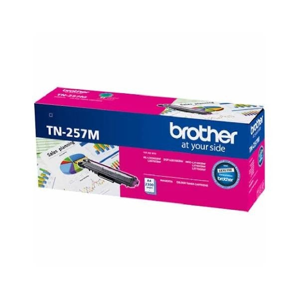 Brother TN-257M Magenta High Yield Toner Cartridge to Suit - HL-3230CDW/3270CDW/DCP-L3015CDW/MFC-L3745CDW/L3750CDW/L3770CDW (2,300 Pages)