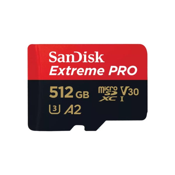 SanDisk Extreme® PRO microSDXC⢠UHS-I CARD 512GB Write speeds of up to 140MB/S Great for capturing 4K UHD video Lifetime Limited Warranty