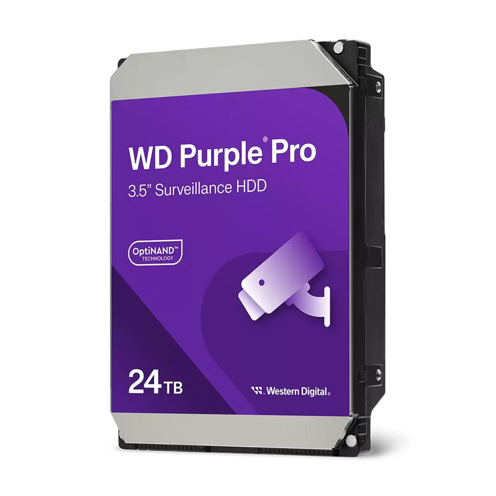 Western Digital WD Purple⢠Pro Surveillance Hard Drive - 24TB 3.5' HDD 7200RPM 512MB SATA 287MB/s 24x7 2.5mil MTBF 5-Year Limited Warranty