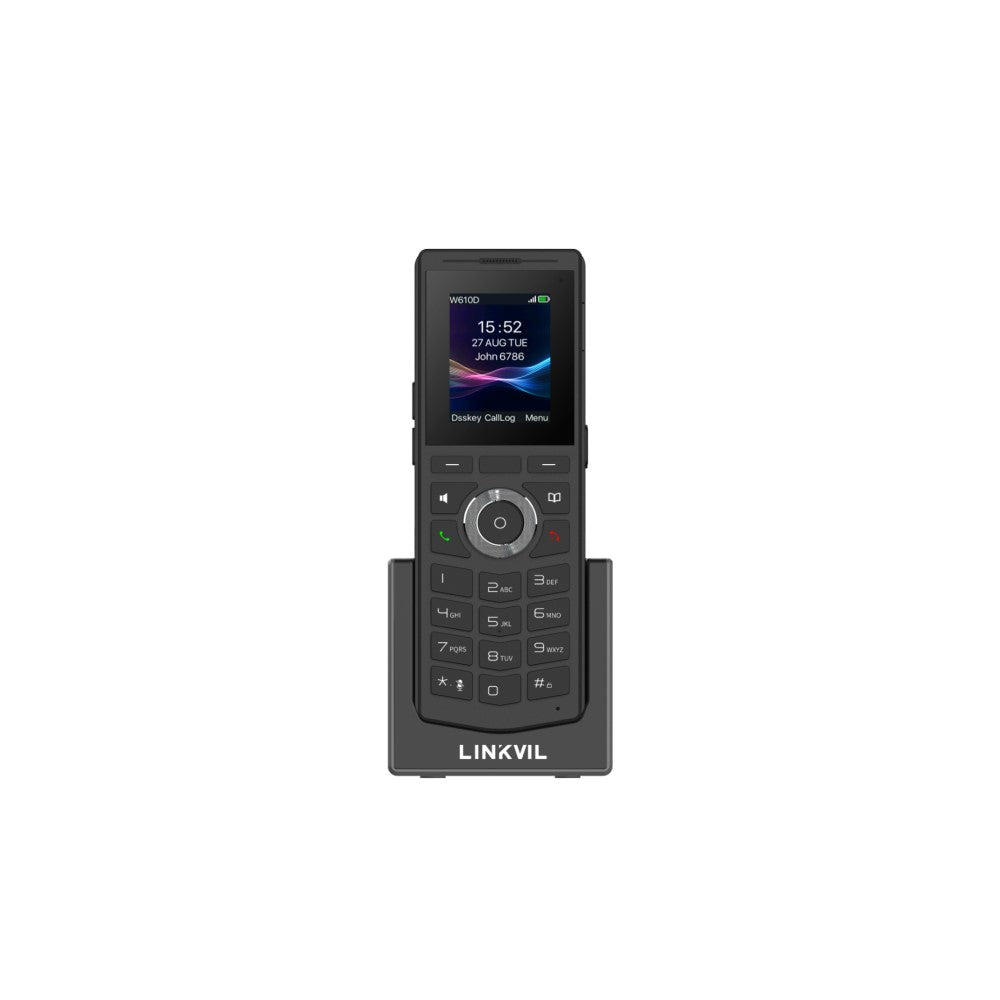 Fanvil Linkvil W610D Portable DECT Phone, built-in Bluetooth 5.0, rechargeable 1900mAh battery, up to 8 hours of talk time, HD Voice, Noise Reduction