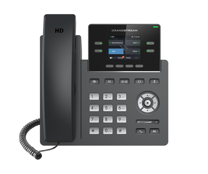 Grandstream GRP2612W 4 Line IP Phone, 2 SIP Accounts, 320x240 Colour Screen, HD Audio, Inbuilt WiFi, Includes PSU