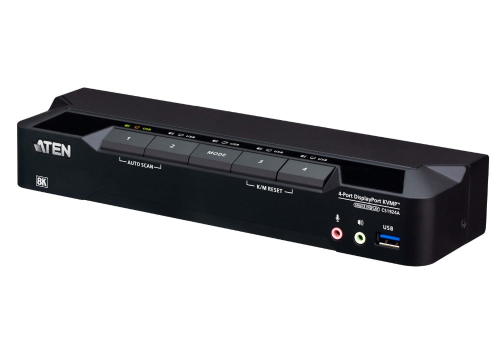 Aten Desktop 4-Port USB 3.0 8K DisplayPort KVMP⢠Switch (Cables included)