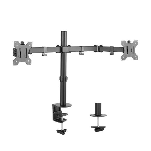Brateck Dual Screens Economical Double Joint Articulating Steel Monitor Arm Fit Most 13ââ-32ââ Monitors Up to 8kg per screen VESA 75x75/100x10
