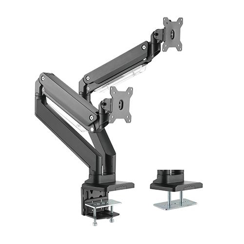 Brateck Dual Monitors Aluminum Heavy-Duty Gas Spring Monitor Arm Fit Most 17â-35â Monitors Up to 15kg per screen VESA 75x75/100x100