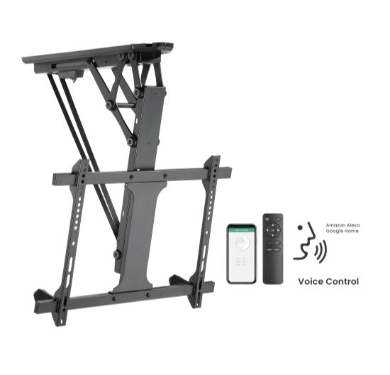 Brateck PLB-M0546AI Smart Flip Down TV Ceiling Mount Powered by TUYA Support most 32' ~ 70' TVs (Black) (LS)