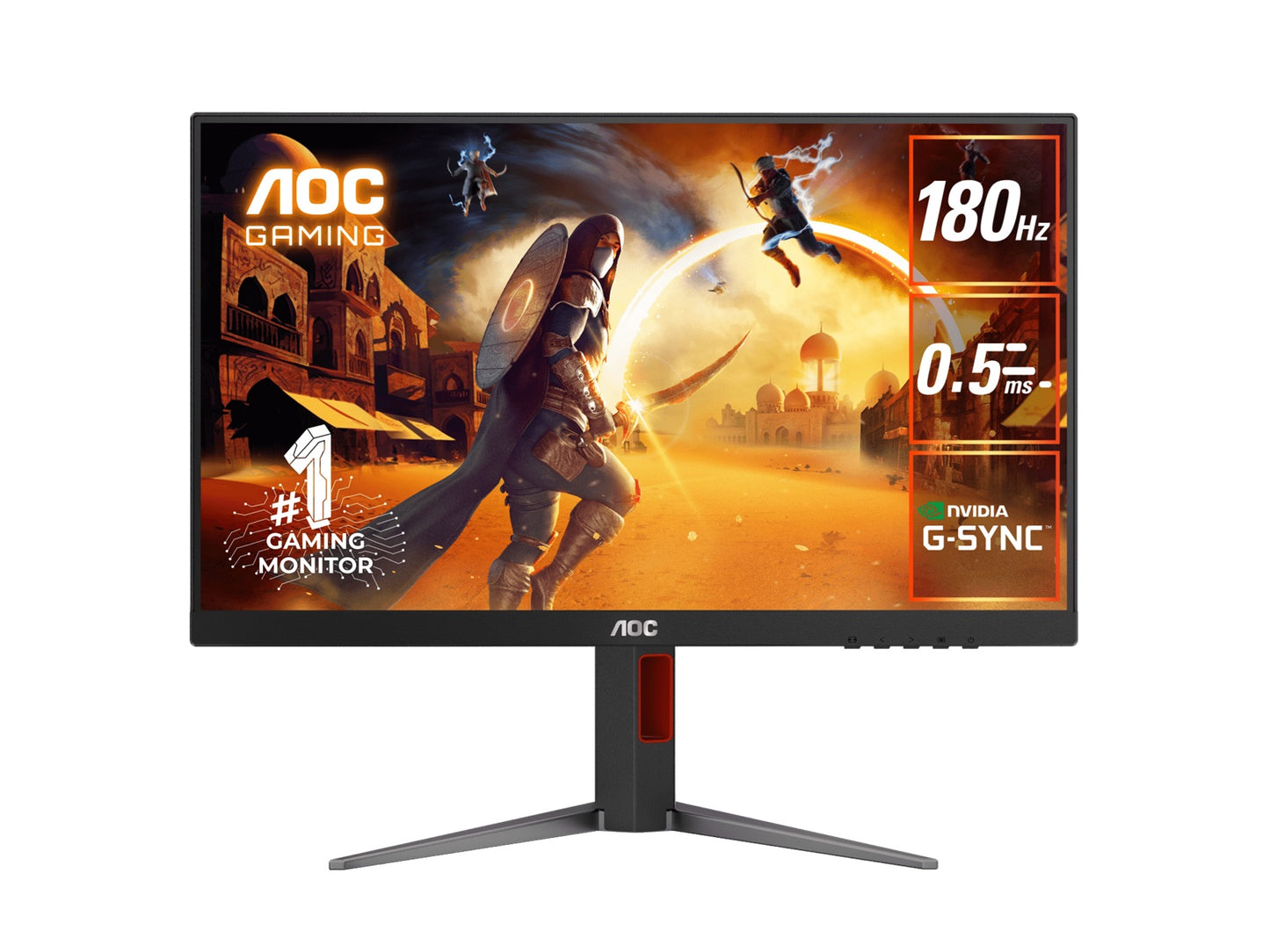 AOC 23.8' Gaming Monitor â FHD 180Hz IPS, 0.5ms MPRT, 126% sRGB, DP 1.4, HDMI 2.0, Delta E<2, tilt/swivel/height/pivot adjustable, VESA mountable (LS)