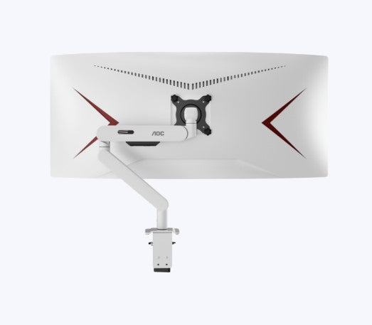 (LS)AOC AM402W White Desk-mount Monitor Arm aluminum Alloy Structure. Mechanical Spring. Full Range Motion 17-34' up to 9KG VESA 100 and 75mm