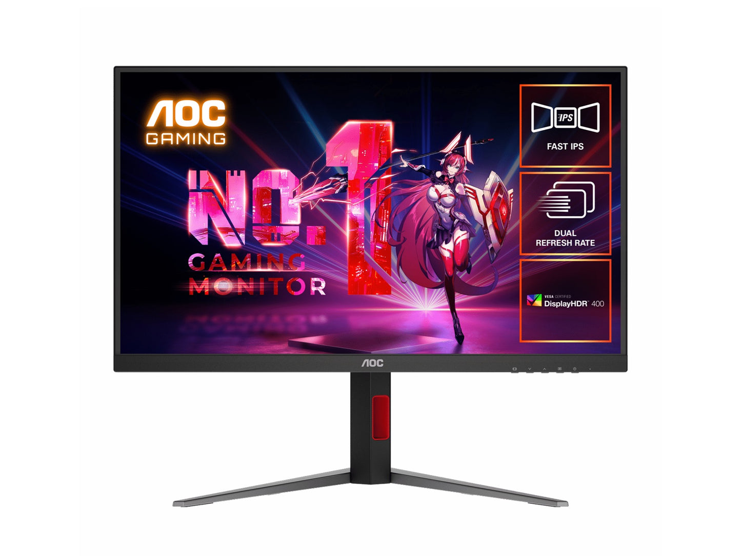 AOC 27' Fast IPS U27G4: 3840Ã2160@160Hz, 1920 Ã 1080 @ 320Hz, 0.5ms MPRT, HDR, sRGB 127%, DCI-P3 99%, HDMI 2.1, DP 1.4, ergonomic stand, VESA 100mm