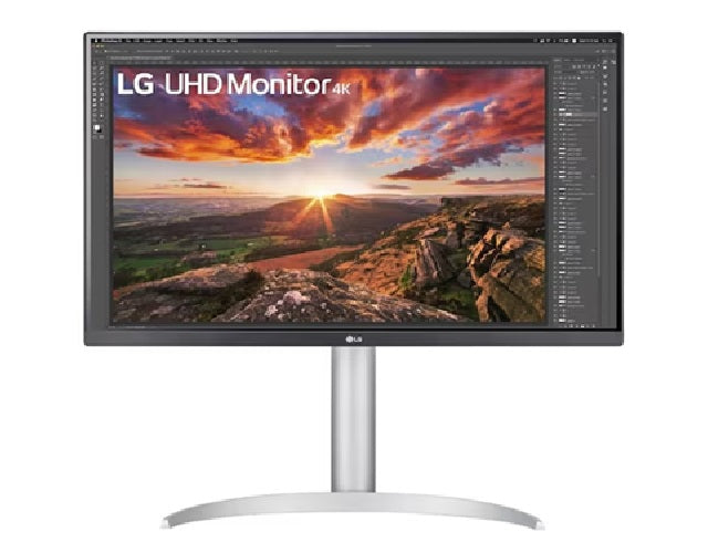 LG 27' 4K UHD IPS Monitor with USB Type-C, HDR400, DCI-P3 95%, AMD FreeSyncâ¢, 3840Ã2160 res, 5ms response, 60Hz, and tilt/height/pivot stand