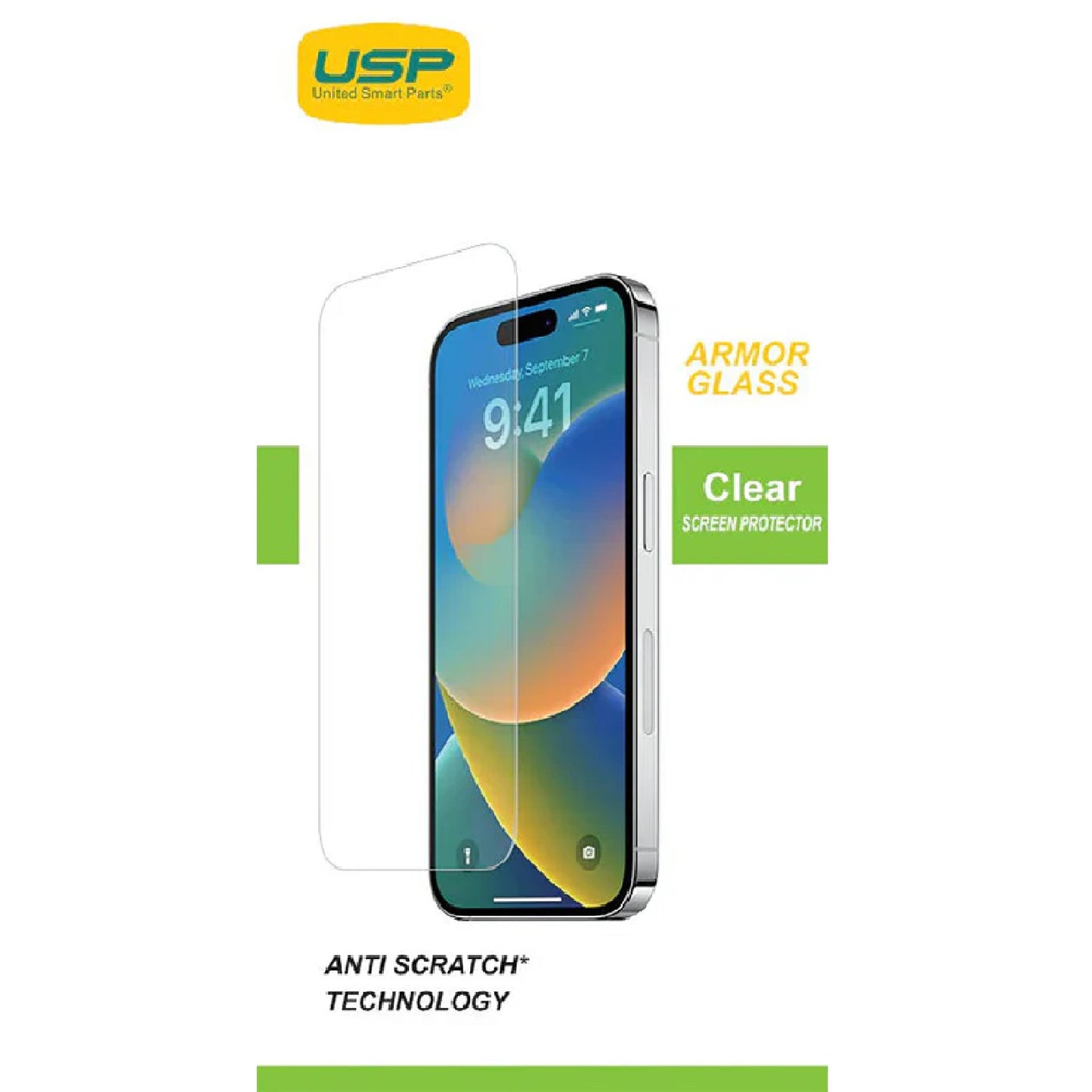USP Apple iPhone 16 / iPhone 15 Pro / iPhone 15 (6.1') Armor Glass Full Cover Screen Protector - Impact-Resistant, Smooth Edges, 3 Years Warranty
