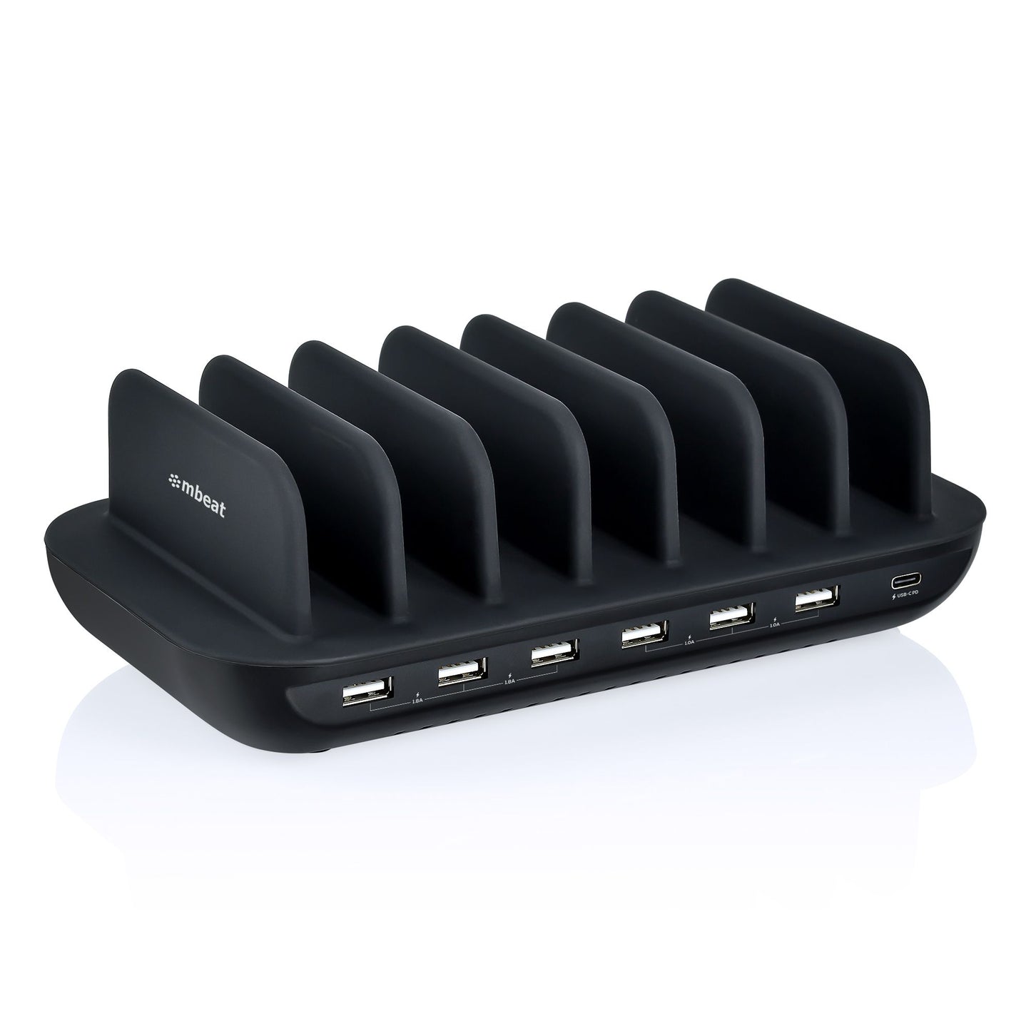 mbeat® Gorilla Power 60W 7 Port USB-C & USB Charging Station 6à USB-A 1à USB-C PD Output Power: Total 60W Product Weight: 0.66kg