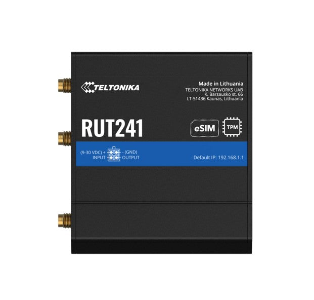 Teltonika RUT241 eSIM⢠Industrial 4G Router,Global Version, Instant LTE Failover, Compact and Powerful Industrial 4G LTE Router/Firewall, PSU included