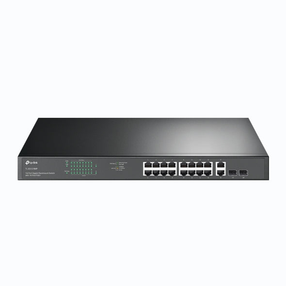 TP-Link TL-SG1218MP 18-Port Gigabit Rackmount Switch With 16 PoE+ & 2 SFP Slots, 16Ã Gigabit PoE+ Ports, 2Ã Gigabit Non-PoE Ports, 2Ã Combo Gigabit SF