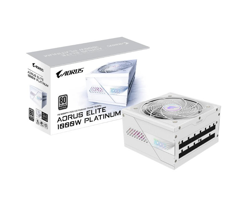 Gigabyte GP-AE1000PM PG5 ICE 1000W PSU Power Supply, ATX 60-50 Hz 1000W 120mm Fan 80 PLUS Platinum >100,000 hours