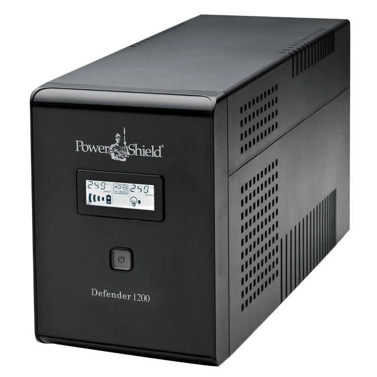 PowerShield Defender 1200VA UPS, AVR, LCD display, 4 AUS sockets, user-replaceable batteries, 2-year warranty