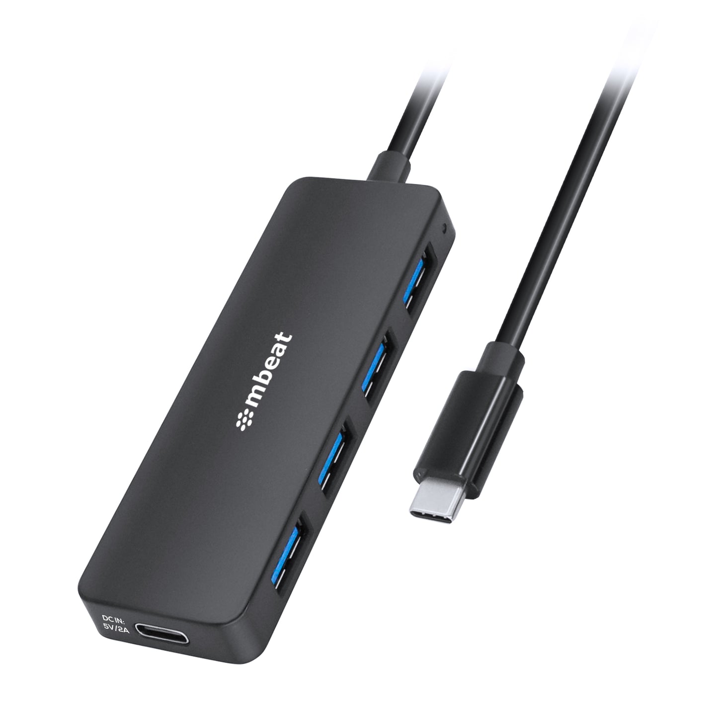 mbeat 4-Port USB-C Hub with USB-C DC Port Compact and Portable Design Flexible Device Connectivity Data Transfer Speed: 5Gbps Weight: 30g