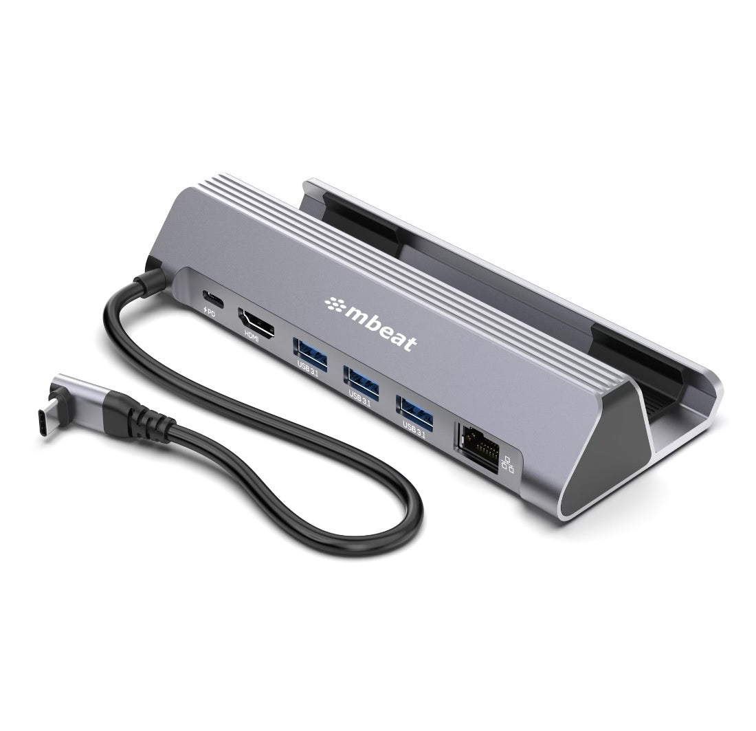 mbeat USB-C Gaming Dock for Steam Deck & ROG Ally 100W PD pass-through 4K@60Hz (3840 × 2160) Gigabit Ethernet up to 10/100/1000Mbps 5Gbps data