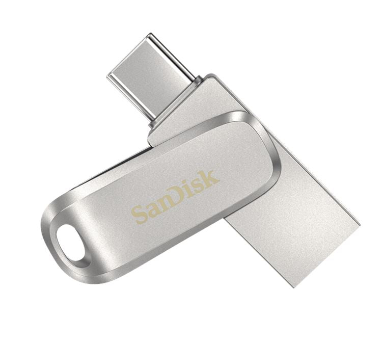 SanDisk Ultra Dual Drive Luxe USB Type-C⢠Flash Drive - 64GB (Silver) 400MB/s USB3.1 Type-C Swivel for Android Smartphones Tablets Macs PCs