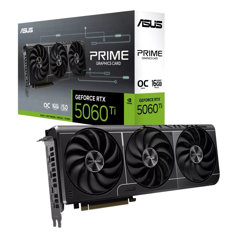ASUS nVidia GeForce PRIME GeForce RTX⢠5060 Ti 16GB GDDR7 OC Edition, 128-bit, PCIe 5.0, 2647MHz, 4608 CUDA, 2.5-Slot