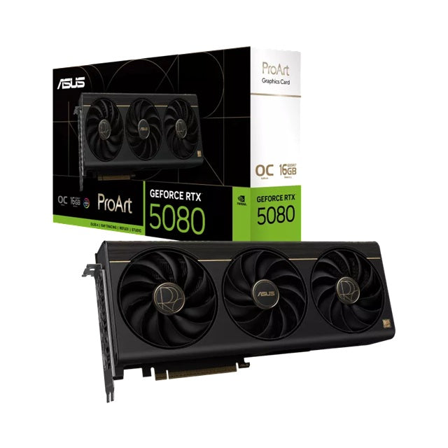 ASUS nVidia GeForce PROART-RTX5080-O16G RTX5080 16GB GDDR7 OC Edition 2700 MHz Boost Clock 30 Gbps 256-bit Digital Max Resolution 7680 x 4320