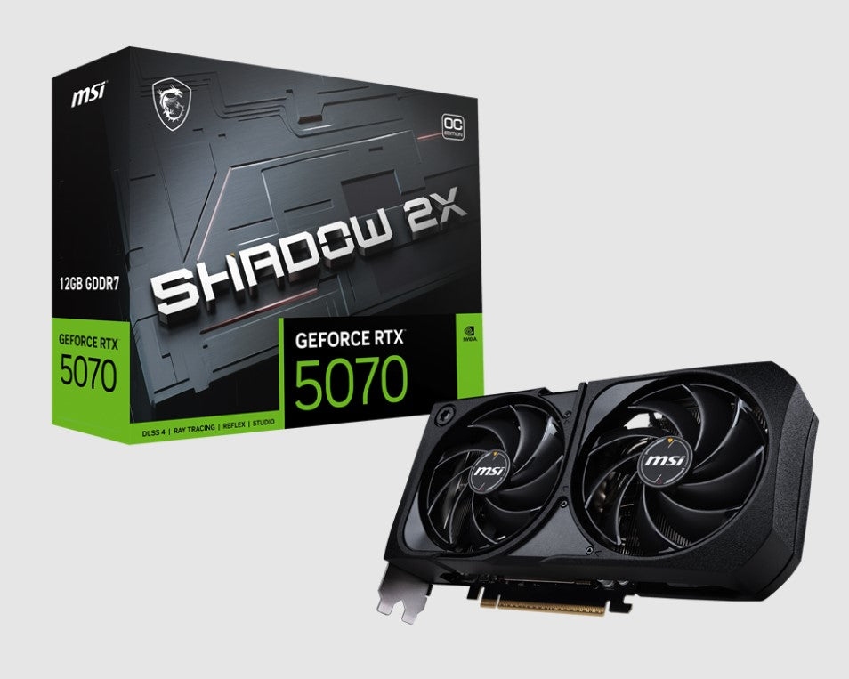 MSI nVidia GeForce RTX⢠5070 12G SHADOW 2X OC, PCI Express® Gen 5, Boost: 2542 MHz, CUDA 6144 Units, 12GB GDDR7, HDMI⢠x 1