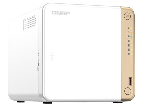 QNAP TS-462-4G 4-Bay desktop NAS, Intel® Celeron® N4505 dual-core, 4 GB DDR4 onboard not expandable, 4 x 3.5'/2.5' SATA 6Gb/s drive bays, 2 x M.2 2280