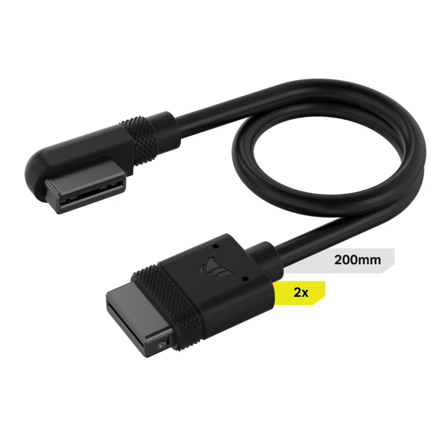 Corsairi CUE LINK Cable, 2x 200mm with Straight/Slim 90Â° connectors, Black