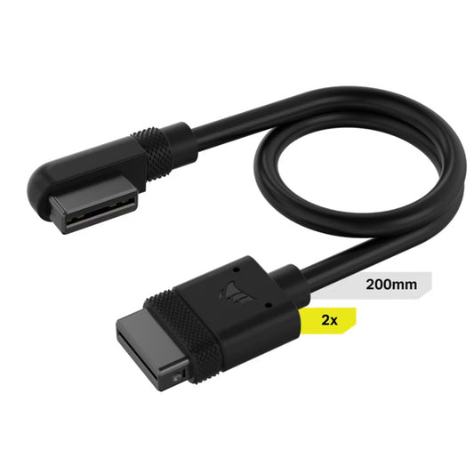 Corsairi CUE LINK Cable, 2x 200mm with Straight/Slim 90Â° connectors, Black