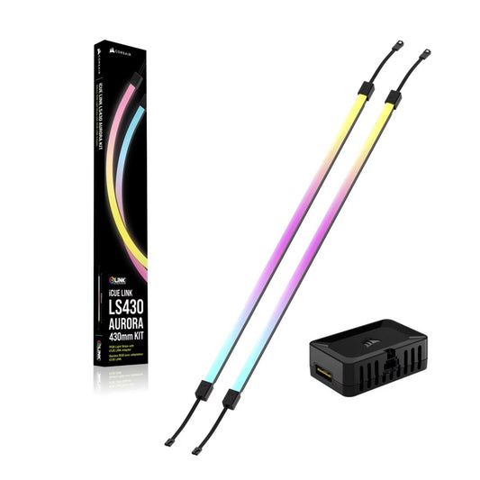 Corsair iCUE LINK LS430 Aurora RGB Light Strips - 430mm Kit â 430Ã10Ã10mm, magnetic mount, black, addressable LEDs