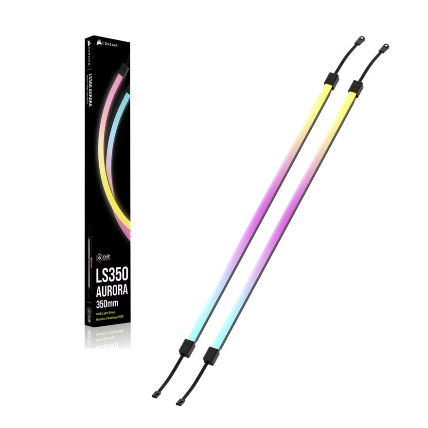 Corsair LS350 Aurora RGB Light Strips - 350mm â 350Ã10Ã10mm, black, magnetic mount, addressable LEDs, iCUE compatible, flexible
