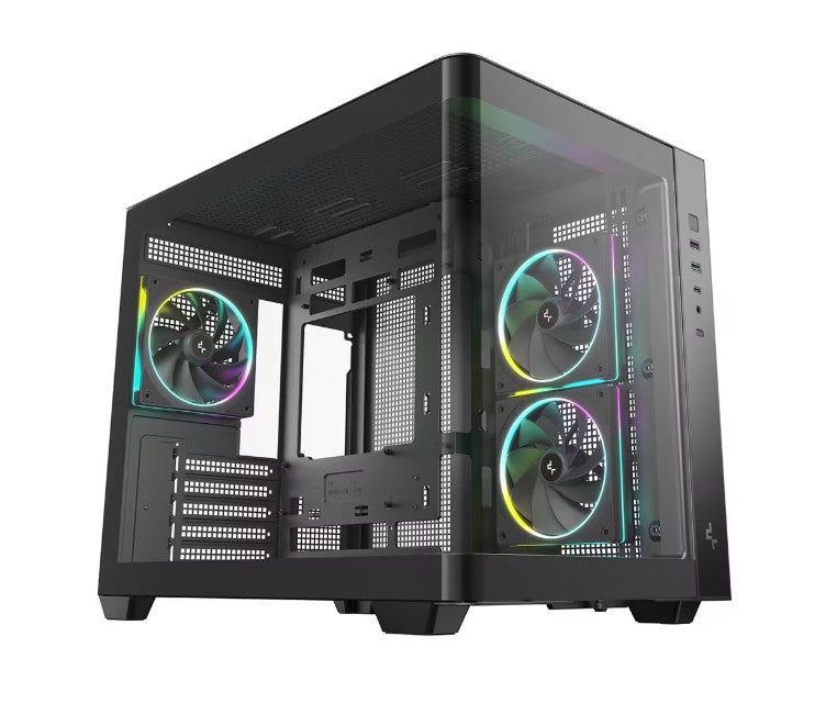 DeepCool CG330U 3F Panoramic Curved Glass Dual Chamber Micro-ATX Case, 3 Pre-installed PWM ARGB Fan, 1x USB-C,1Ã USB 3.0, 1ÃUSB 2.0, Audio/Mic