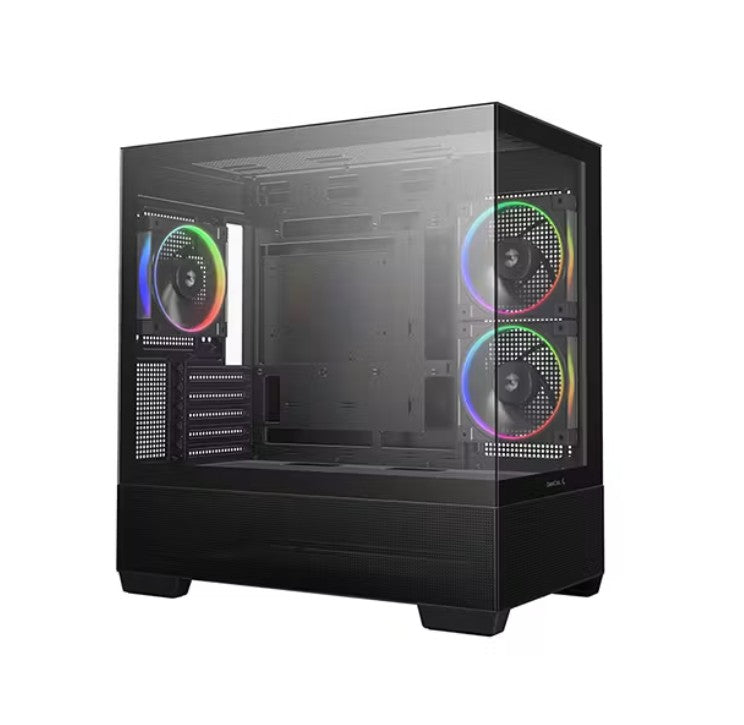 DeepCool CG380 3F Panoramic Dual Tempered Glass Micro ATX Case, 3 Pre-installed PWM ARGB Fans 1ÃUSB-C Gen2, 2ÃUSB 3.0, Audio/Mic