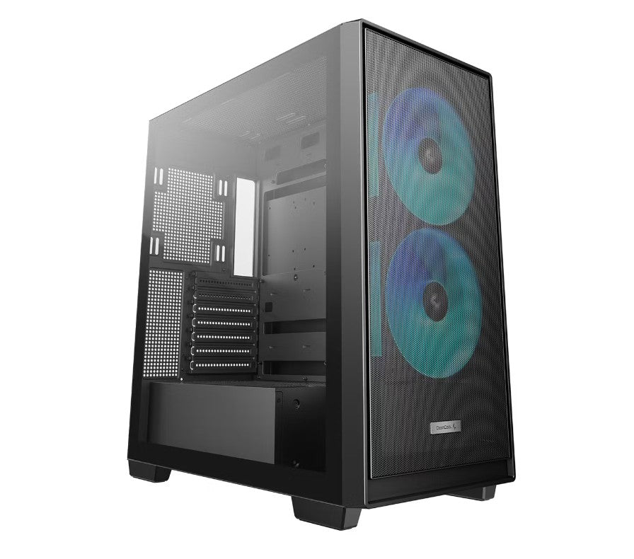 DeepCool CG580 MESH 2F High Airflow Dual Chamber ATX Case, 2 Pre-Installed Fans, USB3.0Ã2/Gen2 Type-CÃ1/Audio&MicÃ1