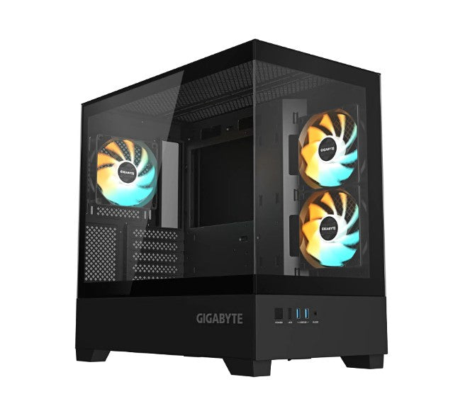 (LS) Gigabyte C201 PANORAMIC, Mid Tower, mini-ITX/m-ATX, Black, H431x W242x D430 mm, 5 Slots, USB 3.0 x2, H=502 W=313 D=525 mm