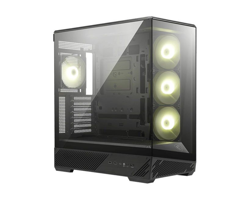MSI MAG PANO 130R PZ -BLACK â ATX/mATX/ITX, 400mm GPU, 165mm CPU, 7 slots, 6Ã120mm, 360 rad top/side, 2ÃUSB-A, 1ÃUSB-C 20Gbps, 460Ã232Ã490mm, 8.37kg