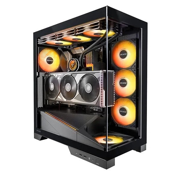 OKINOS AQ9 ARGB,Pre-Installed 5Ã120mm ARGB PWM Fan, ATX Mid Tower PC Case,Computer case with Panoramic View,Tempered Glass Side Panel,Type C Port