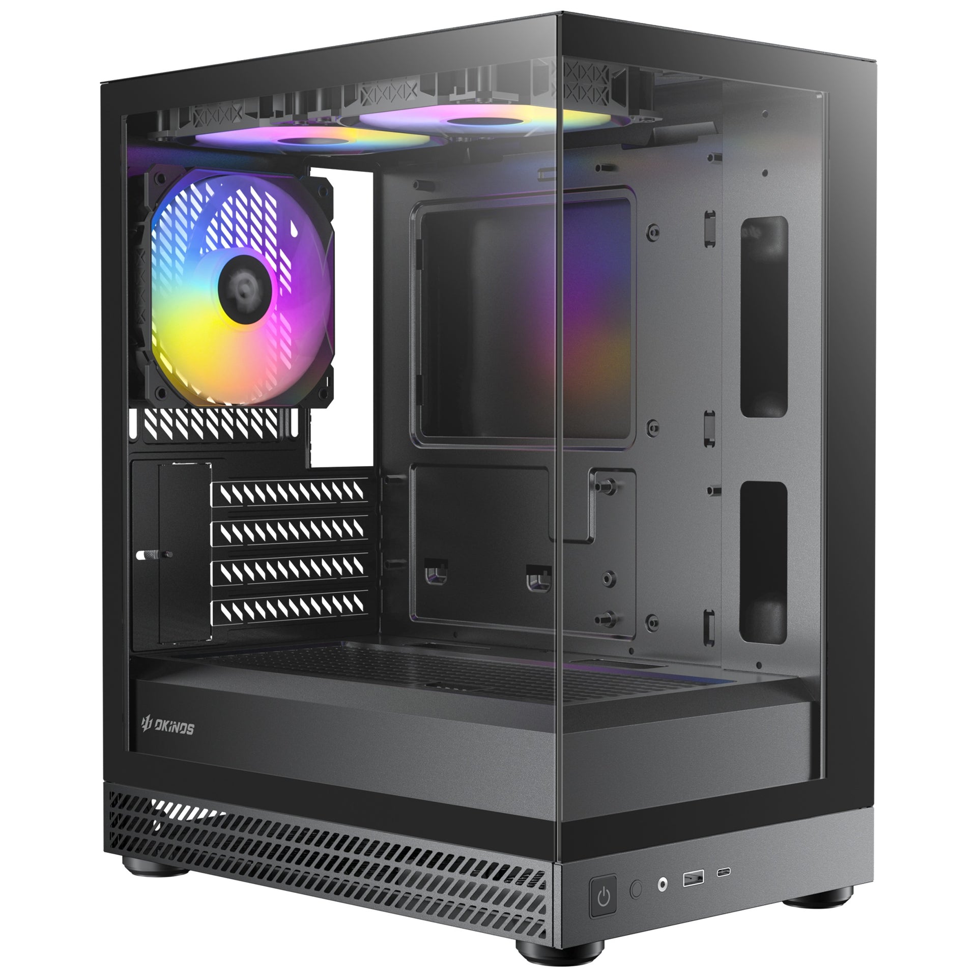 OKINOS AQUA UNO BLACK, Mini Tower, Micro-ATX/ITX, tempered glass, 3Ã120mm ARGB fans, USB 3.0 + Type-C, â¤309mm GPU, â¤165mm CPU cooler, steel