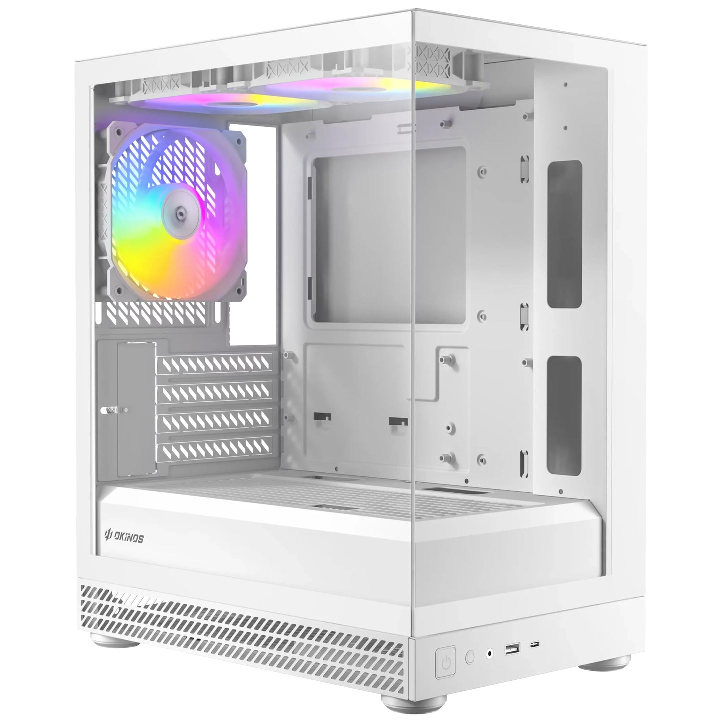 OKINOS AQUA UNO POLAR, Mini Tower, Micro-ATX/ITX, tempered glass, 3Ã120mm ARGB fans, USB 3.0 + Type-C, â¤309mm GPU, â¤165mm CPU cooler, steel