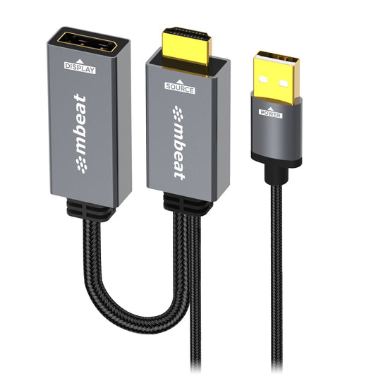 mbeat Tough Link HDMI to DisplayPort Adapter with USB Power  Seamless Signal Transfer  Plug-and-Play Convenience Cable Length: 15cm Package Weight: 63