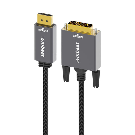 mbeatÂ® Tough Link 1.8m DisplayPort to DVI-D Cable Effortless plug and play Resolutions up to 1080p/60Hz (1920Ã1080) Package Weight: 164g