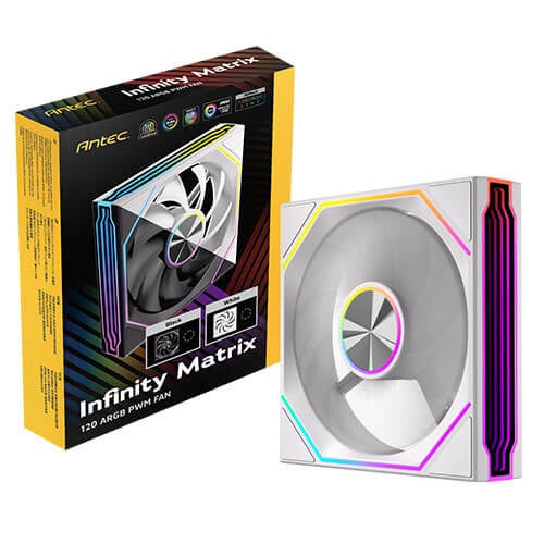Antec IM 120 ARGB - White â 120mm PWM Fan, 800â1800RPM, 46.43CFM, 1.69mmAq, Hydraulic Bearing, ARGB