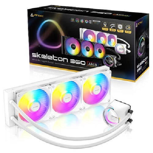 Antec Skeleton 360 ARGB-WHITE, All-in-One Liquid Cooler, 360mm, PWM ARGB fans, 2000RPM, 72.29CFM, â¤32dB, Intel/AMD support, aluminum radiator, 3Y wty