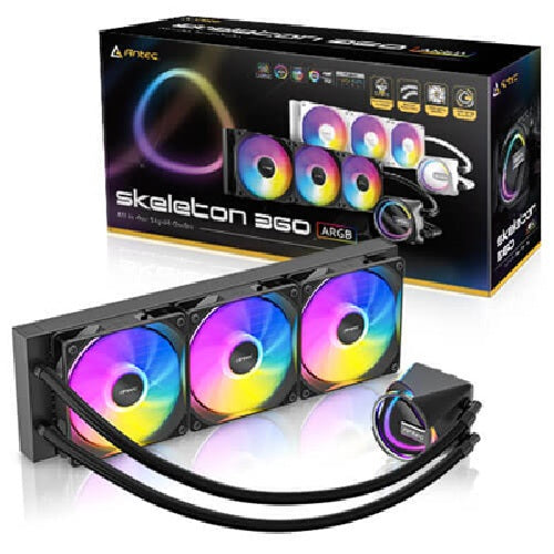 Antec Skeleton 360 ARGB, All-in-One Liquid Cooler, 360mm, PWM ARGB fans, 2000RPM, 72.29CFM, â¤32dB, Intel/AMD support, aluminum radiator, 3Y warranty