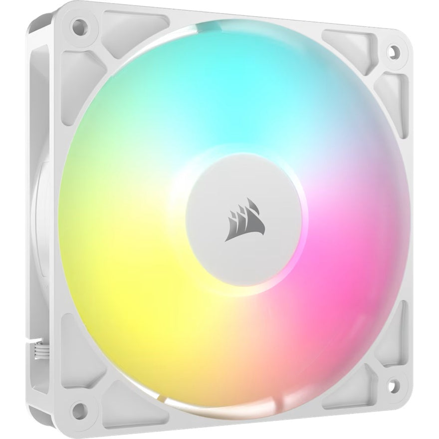 Corsair RS120 ARGB 120mm PWM Fanâ¯- Single Packâ¯- White: 72.8â¯CFM, 2100â¯RPM, 36â¯dBA, 0.4A, RGB lighting, Static Pressure, Magnetic Dome Bearing