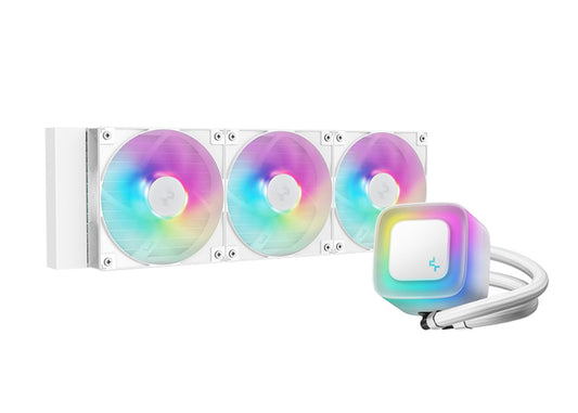 DeepCool LE360 WH V2 WhiteLiquid Cooler 360 mm 6th Gen Pump up to 3400 PWM, Hydro Bearing, IntelLGA1851/1700/1200/1151/1150/1155, AMDAM5/AM4